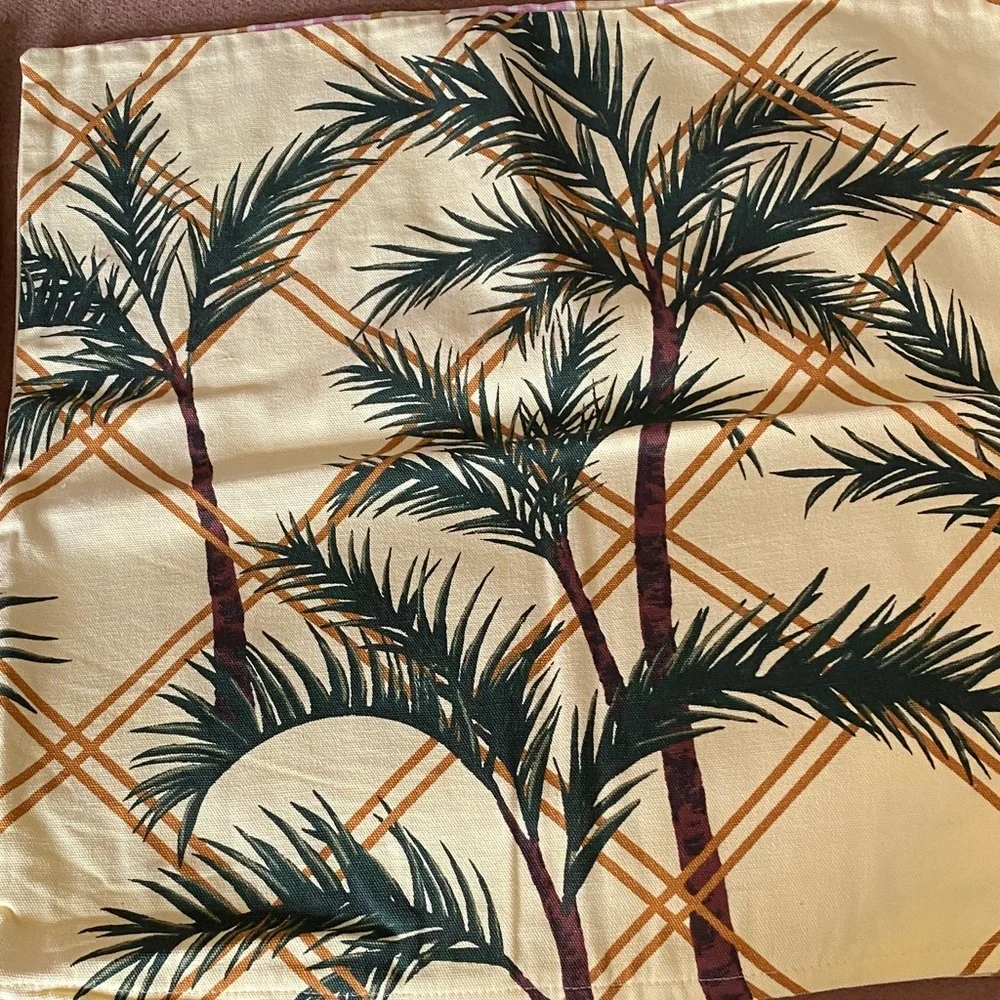 IKEA SOMMAR Green and Yellow Palm Tree Accent Pillow Covers, Set of Two